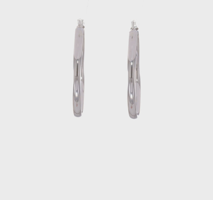 10k White Gold Polished Finish Hoop Earrings