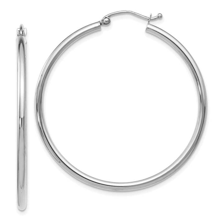 14k White Gold Hinged Hoop Earrings