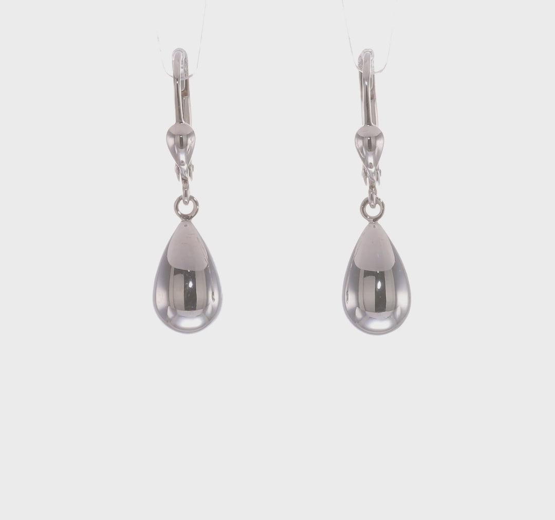 14k White Gold Polished Dangle Leverback Earrings