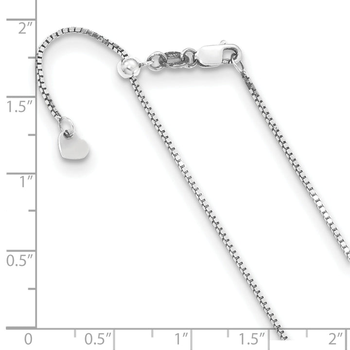 Adjustable 10K White Gold Box Chain