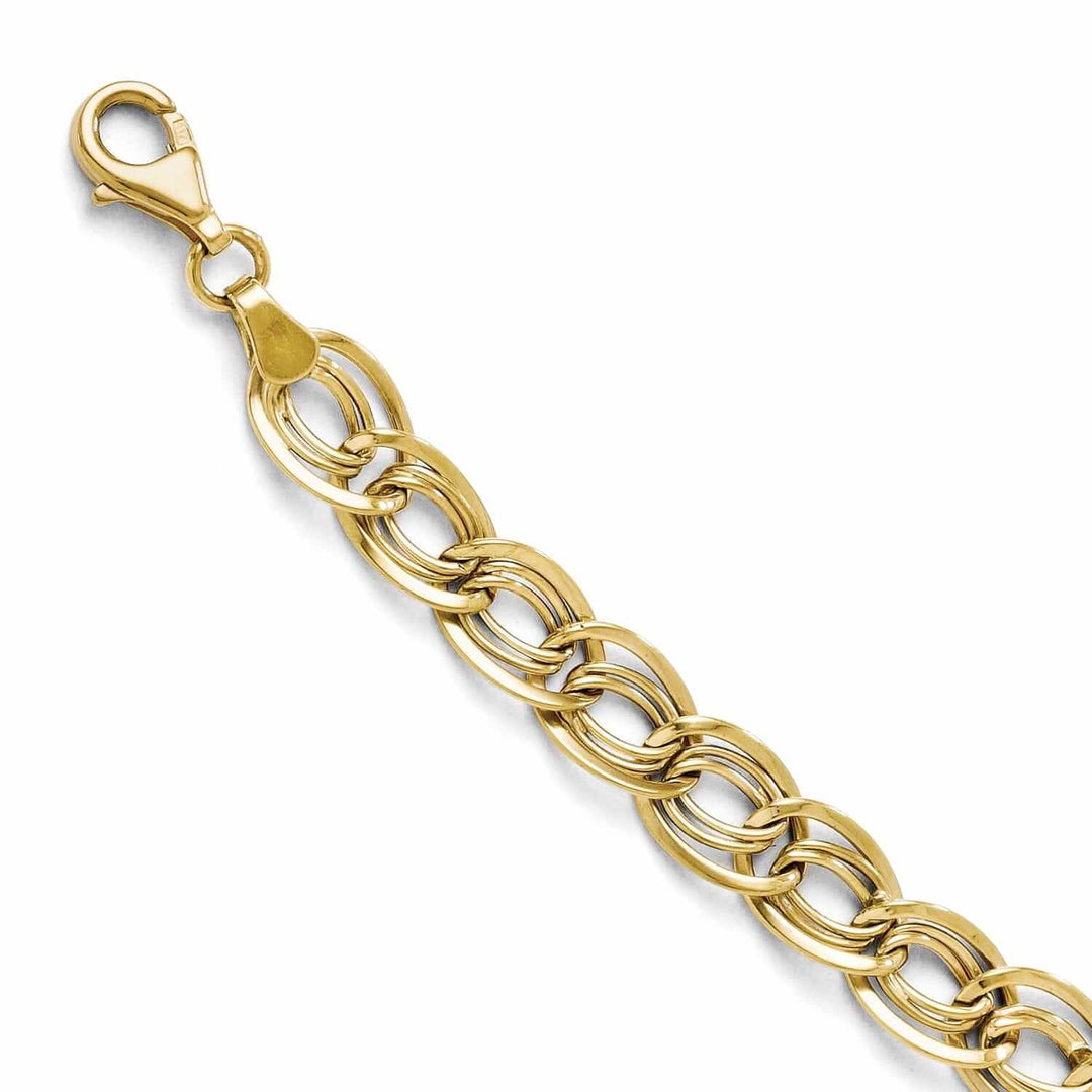 10k Yellow Gold Triple Link Flat Curb Bracelet