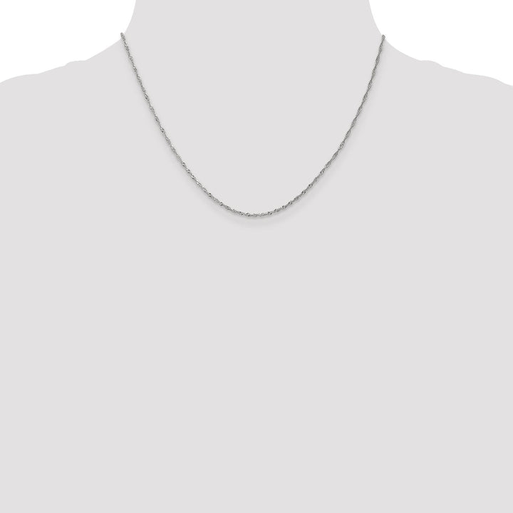10K White Gold 1.3 mm Sparkle Singapore Chain