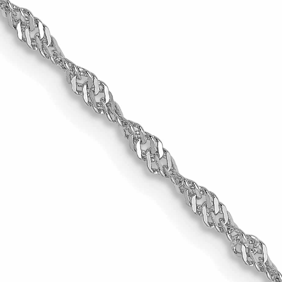 10K White Gold 1.3 mm Sparkle Singapore Chain