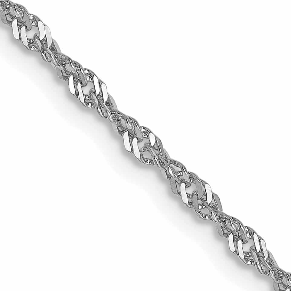 10K White Gold 1.7 mm Sparkle Singapore Chain