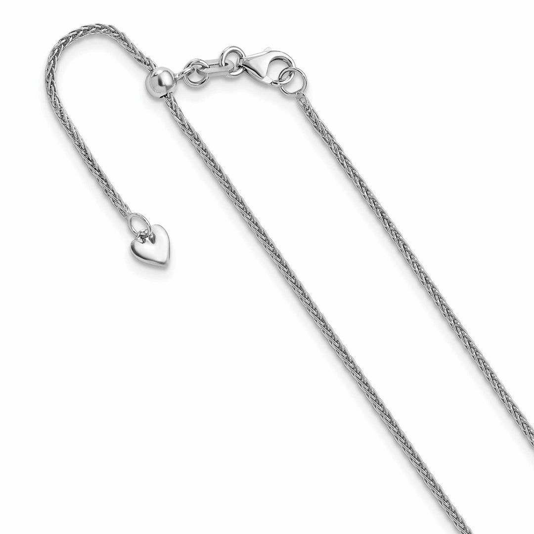 10K White Gold 1.35 mm Adjustable Wheat Chain