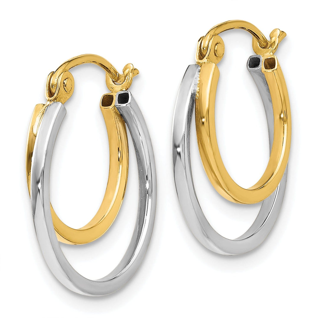 14k Two tone Hinged Hoop Earrings