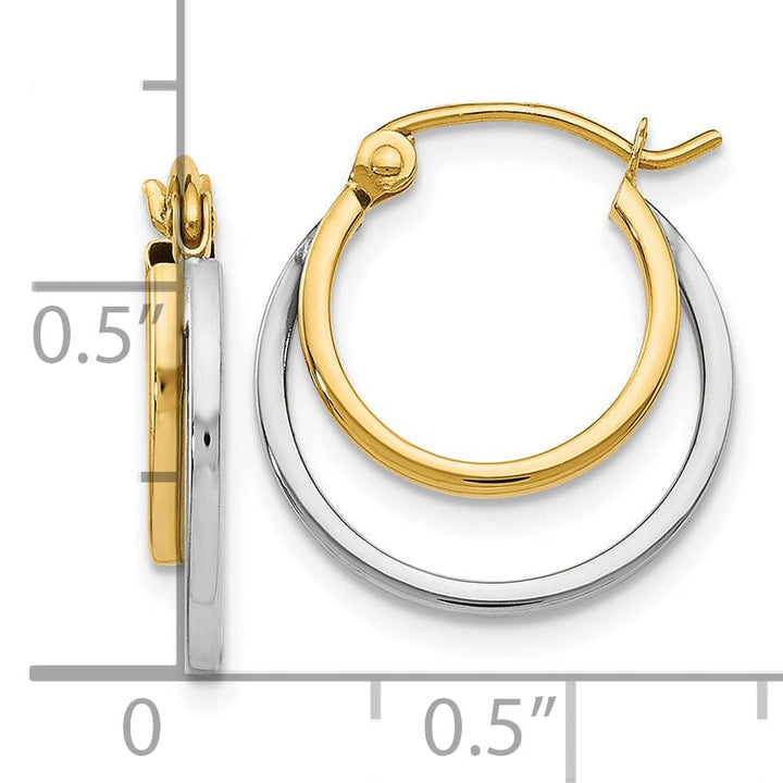 14k Two tone Hinged Hoop Earrings