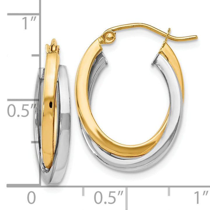 14k Yellow Rhodium Hinged Hoop Earrings