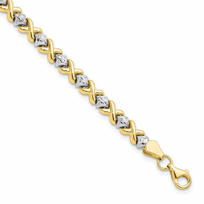 10k Two Tone Gold with Rhodium D.C Bracelet at $ 387.35 only from Jewelryshopping.com