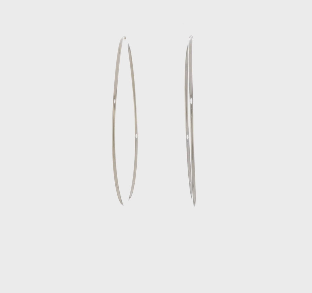 14k White Gold Polished Endless Hoop Earrings 15mm x 62mm