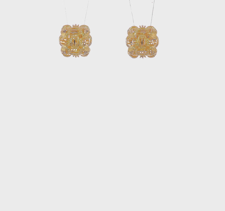 14k Yellow Gold D.C Basketweave Post Earrings