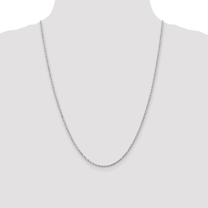 14K White Gold 2mm Diamond Cut Rope Chain