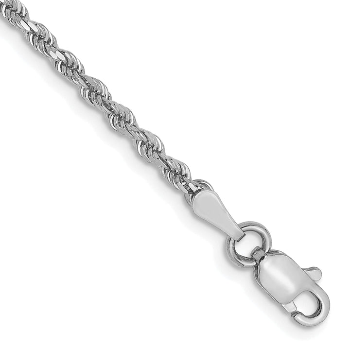 14K White Gold 2mm Diamond Cut Rope Chain