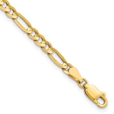 14k Yellow Gold 4.0mm Flat Figaro Bracelet