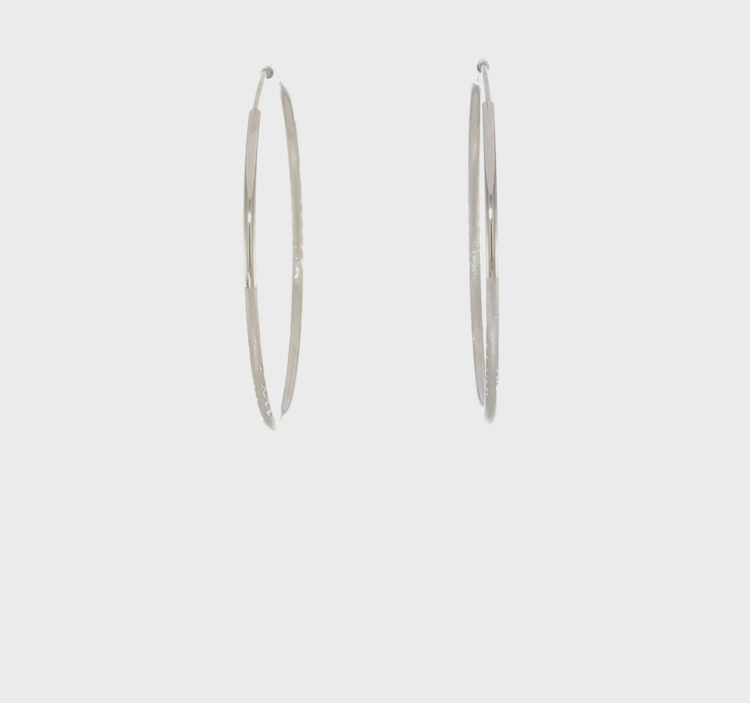 14k White Gold D.C Endless Hoop Earrings 1.5mm x 41mm