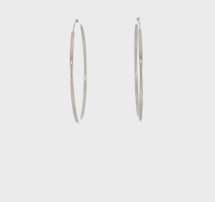 14k White Gold D.C Endless Hoop Earrings 1.5mm x 41mm