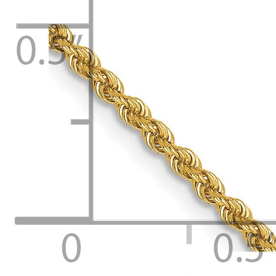 14k Yellow Gold 1.8mm Solid Regular Rope Chain