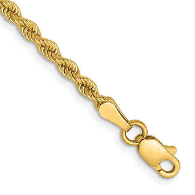 14k Yellow Gold 2.5mm Solid Rope Chain