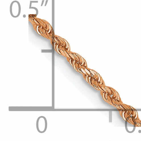 14k Rose Gold 1.5mm Diamond Cut Rope Chain