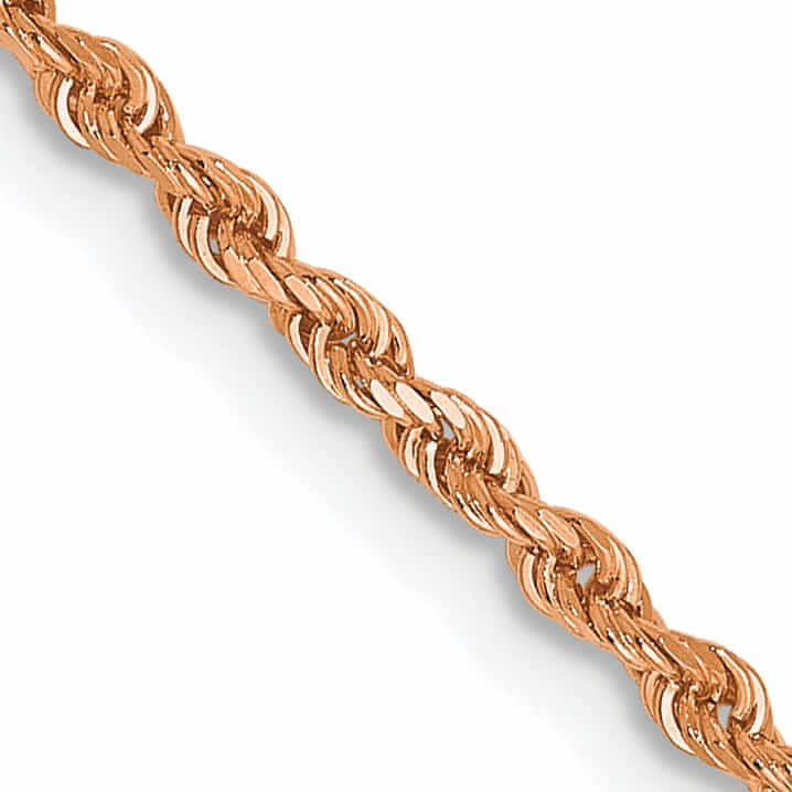 14k Rose Gold 1.5mm Diamond Cut Rope Chain