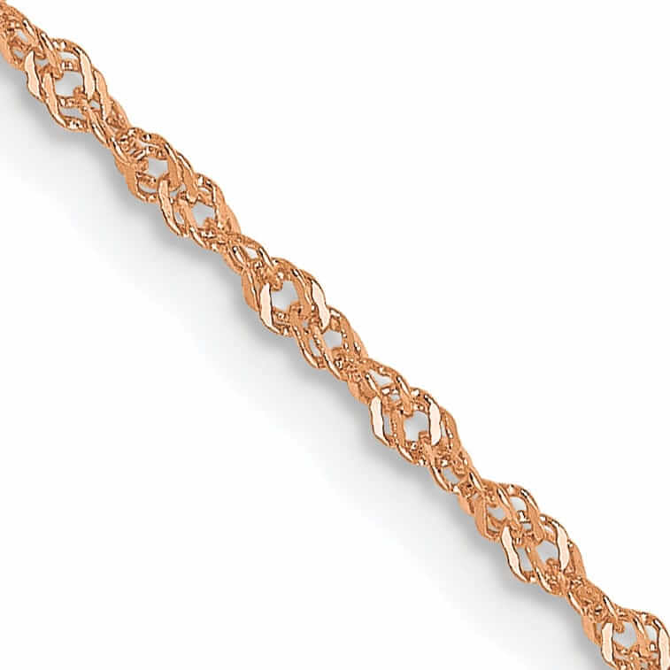 14K Rose Gold 1 mm Singapore Chain