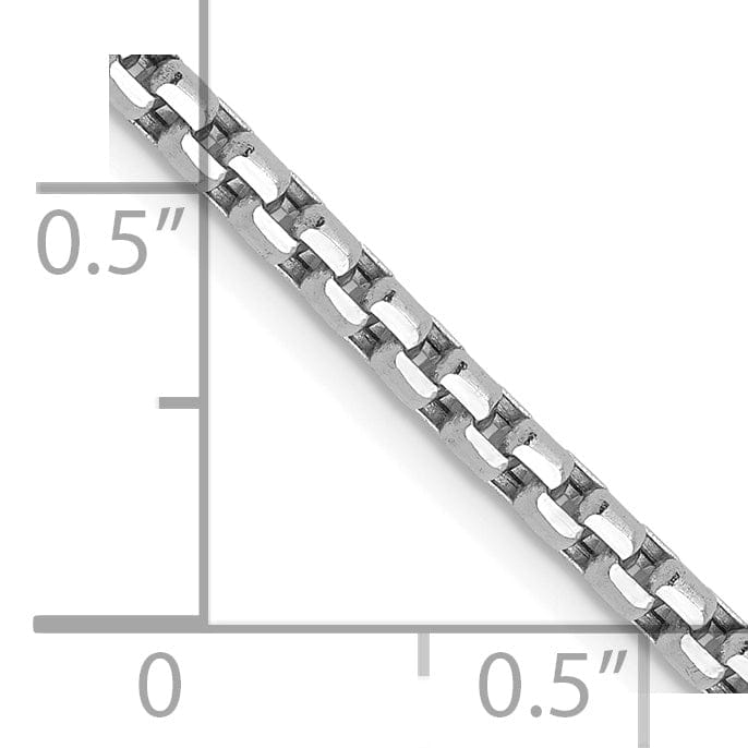 14K White Gold 2.4 mm D.C Round Box Chain