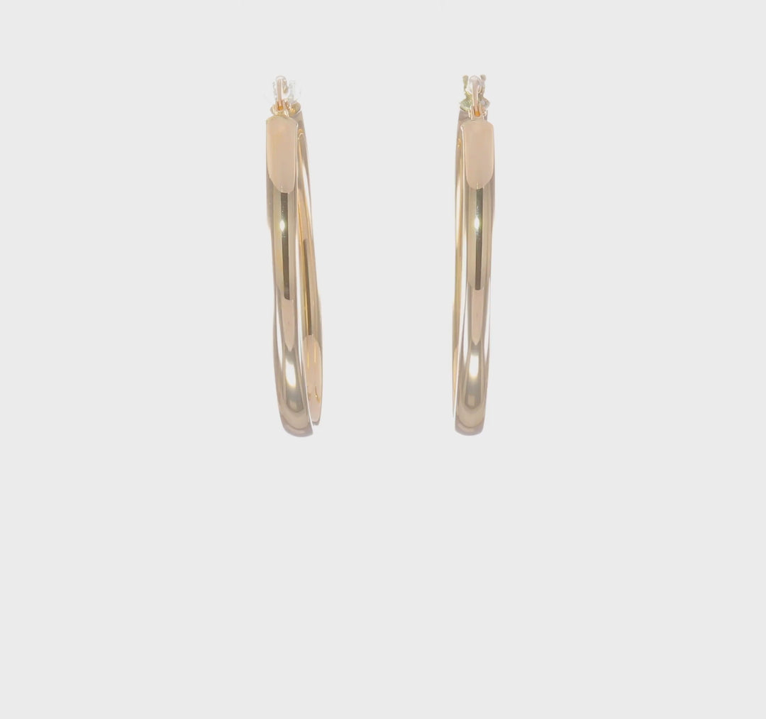 10k Yellow Gold Oval Hoop Earrings