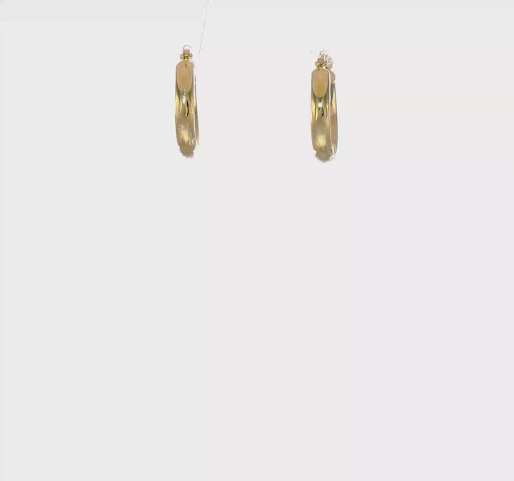 10k Yellow Gold Satin D.C Round Hoop Earrings