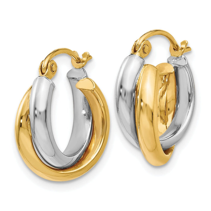 14k Two tone Hinged Hoop Earrings