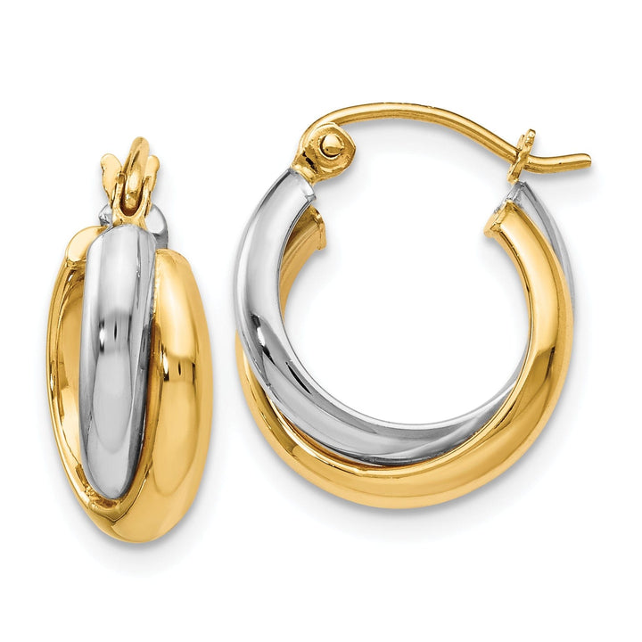 14k Two tone Hinged Hoop Earrings