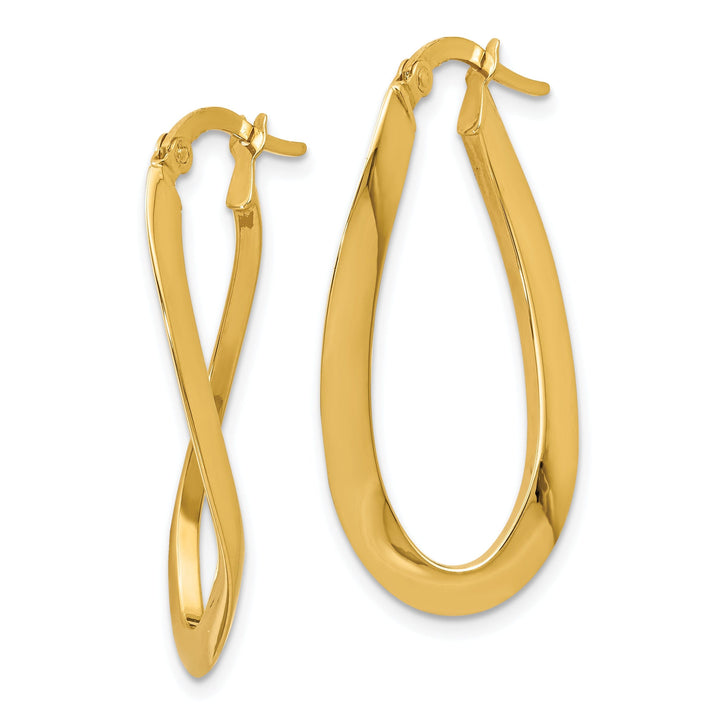 14k Yellow Gold Oval Hoop Earrings