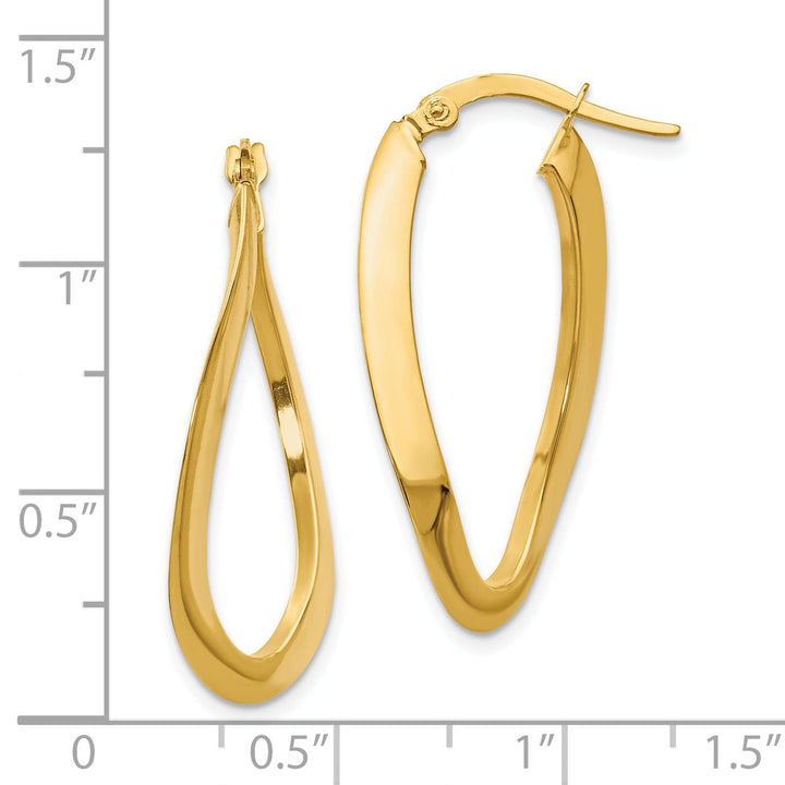 14k Yellow Gold Oval Hoop Earrings