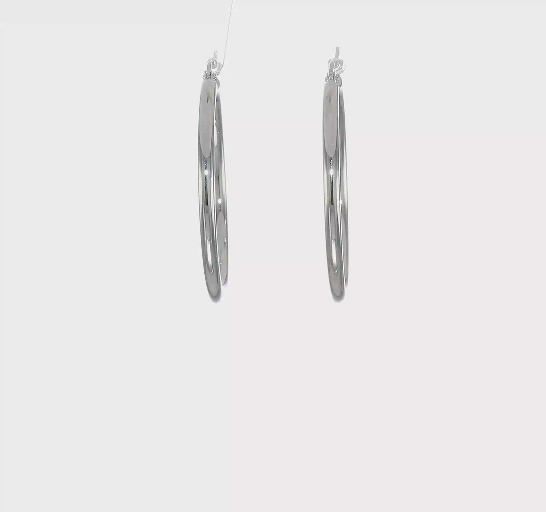 10k White Gold Polished 2.5MM Round Hoop Earrings