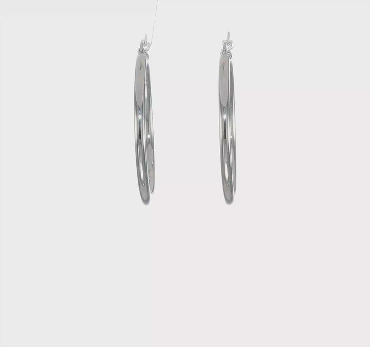 10k White Gold Polished 2.5MM Round Hoop Earrings