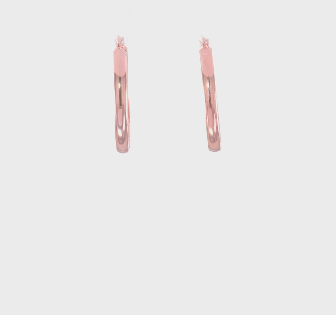 10k Rose Gold Polished Finish Oval Hoop Earrings