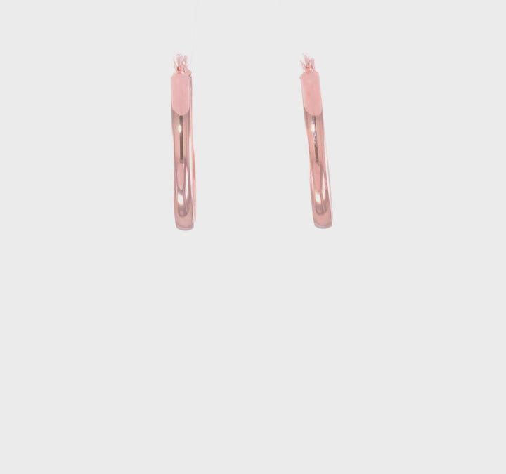 10k Rose Gold Polished Finish Oval Hoop Earrings