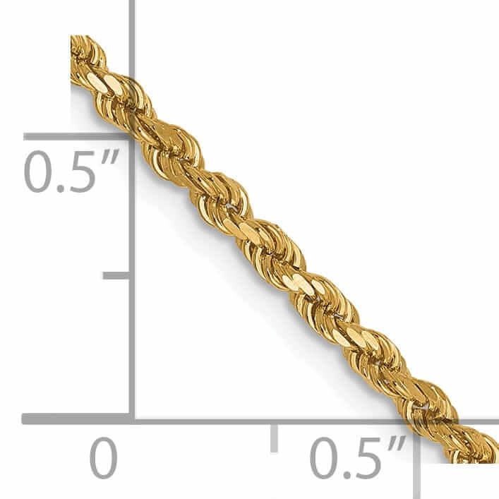 10k Yellow Gold 2.25mm D.C Rope Chain