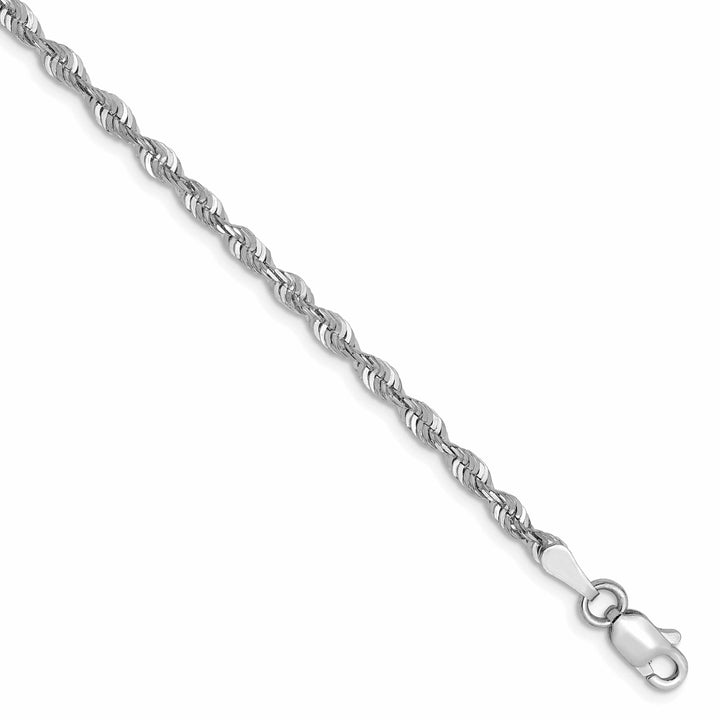 10K White Gold 2.5mm D.C Lightweight Rope Chain