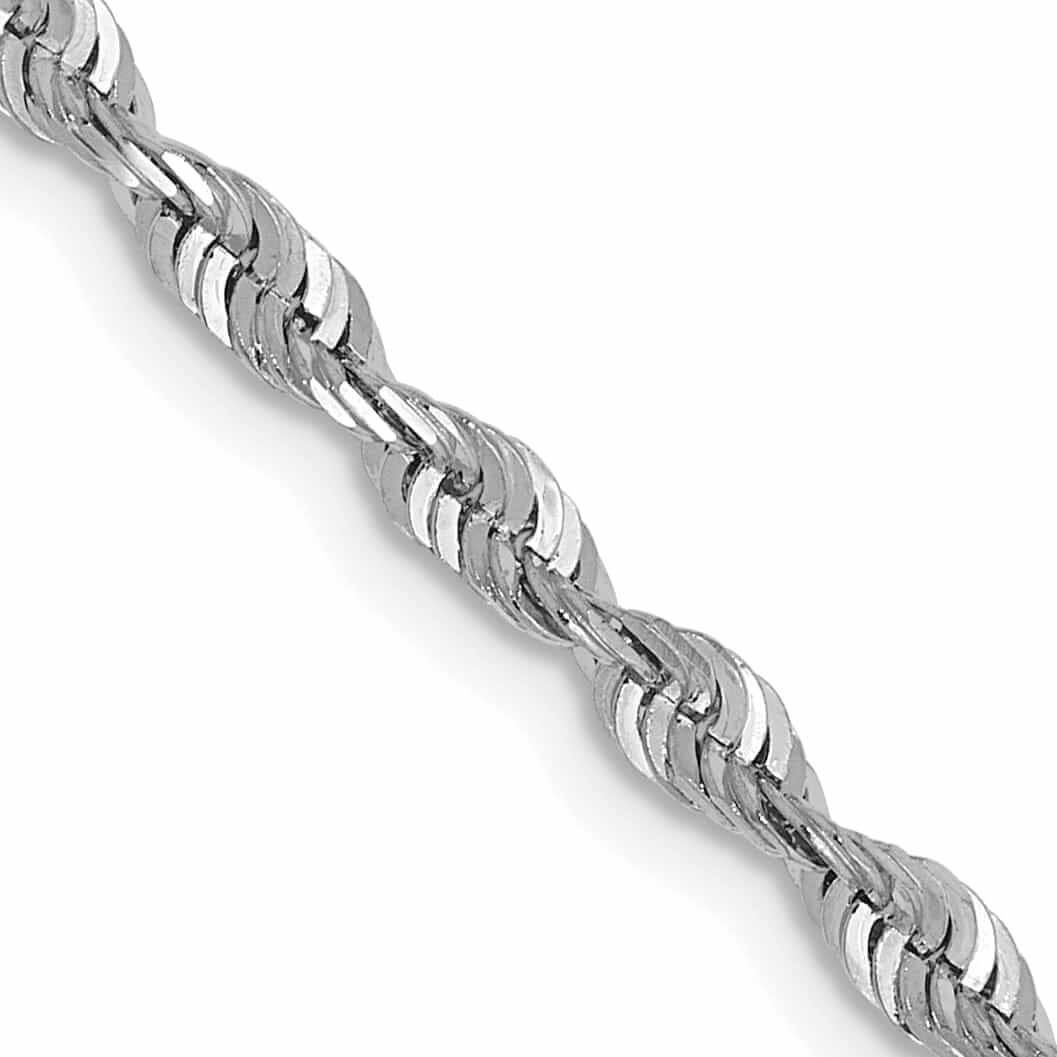 10K White Gold 2.5mm D.C Lightweight Rope Chain