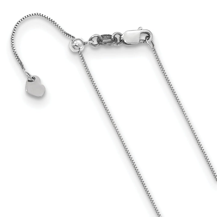 Adjustable 10K White Gold Baby Box Chain