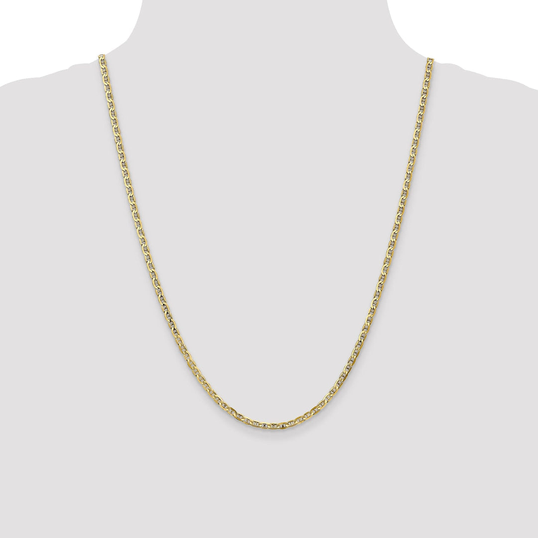 Leslie 10k Yellow Gold 3mm Concave Anchor Chain