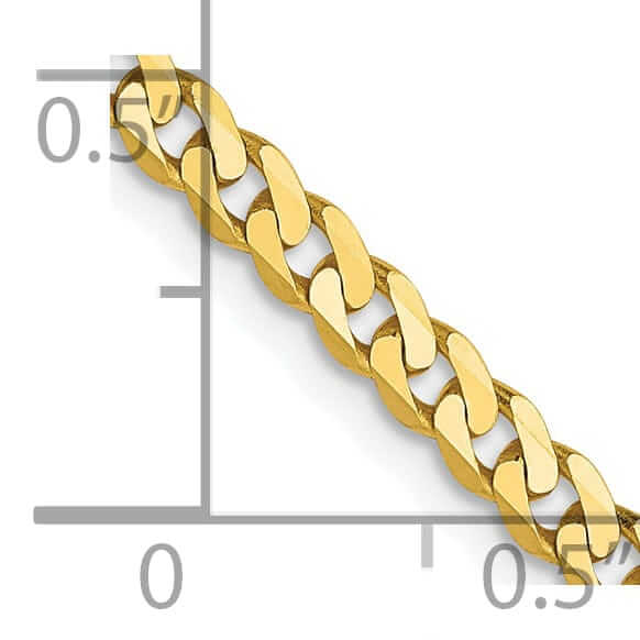 10k Yellow Gold 2.4mm Flat Beveled Curb Chain