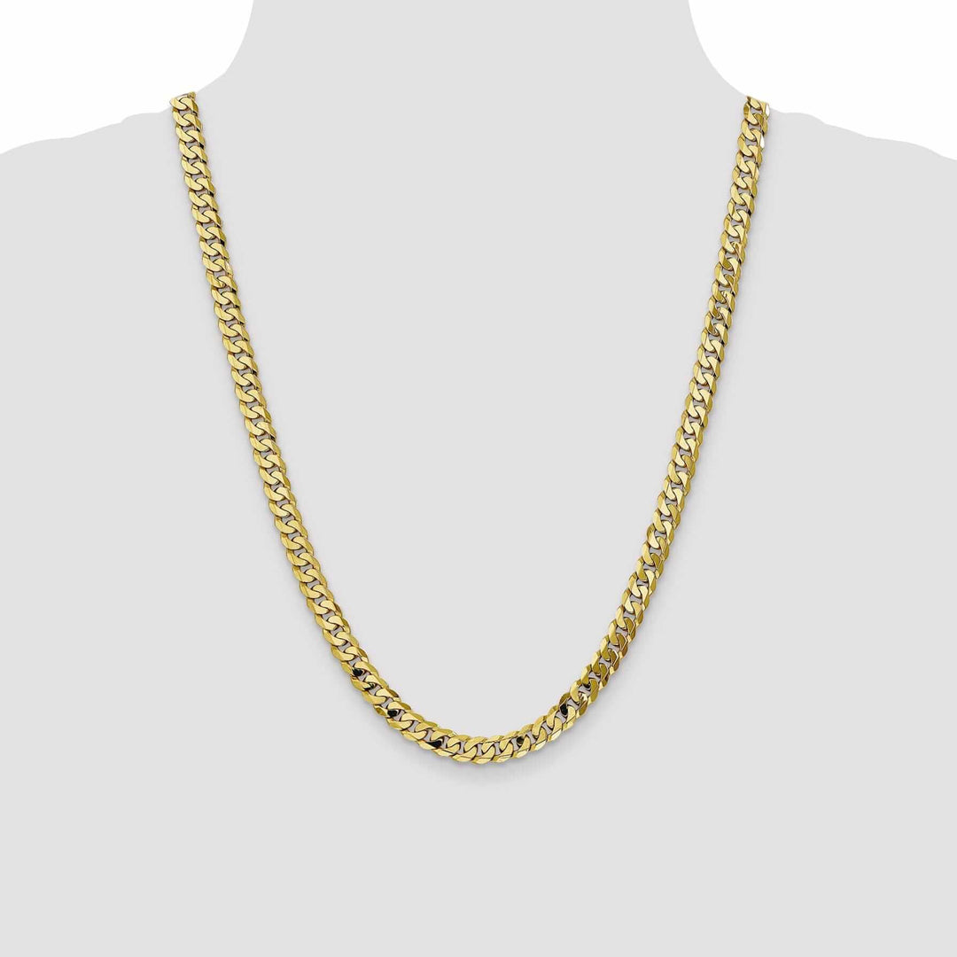 10k Yellow Gold 7.25mm Flat Beveled Curb Chain