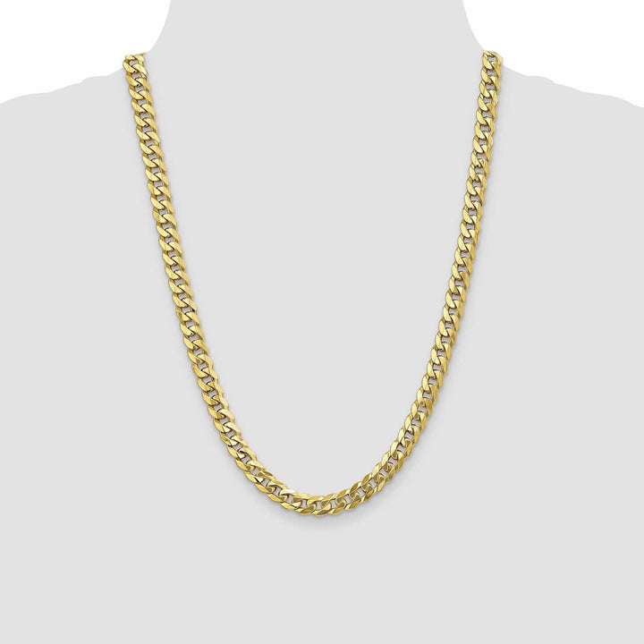 10k Yellow Gold 8mm Flat Beveled Curb Chain