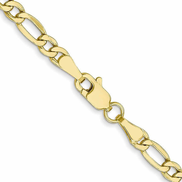 10k Yellow Gold 3.5mm Semi-Solid Figaro Chain