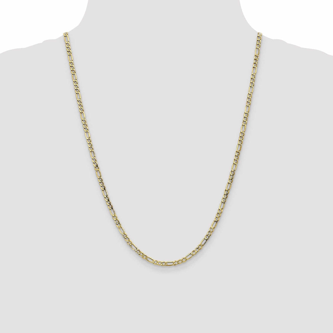 10k Yellow Gold 3.5mm Semi-Solid Figaro Chain