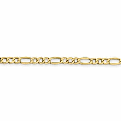 10k Yellow Gold 4.75mm Semi-Solid Figaro Chain