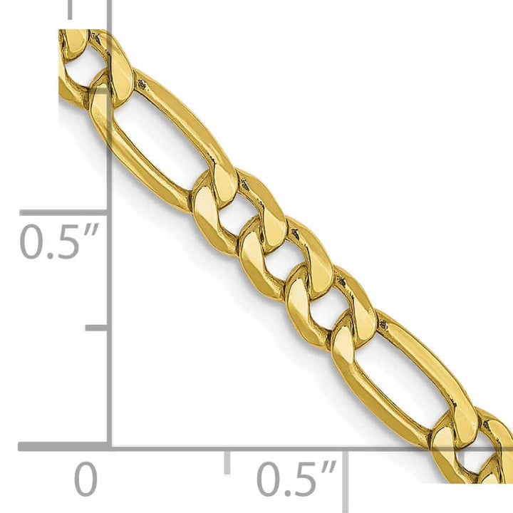 10k Yellow Gold 4.75mm Semi-Solid Figaro 7-inch Chain