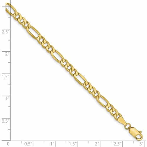 10k Yellow Gold 4.75mm Semi-Solid Figaro Chain