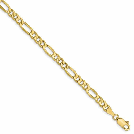 10k Yellow Gold 4.75mm Semi-Solid Figaro Chain